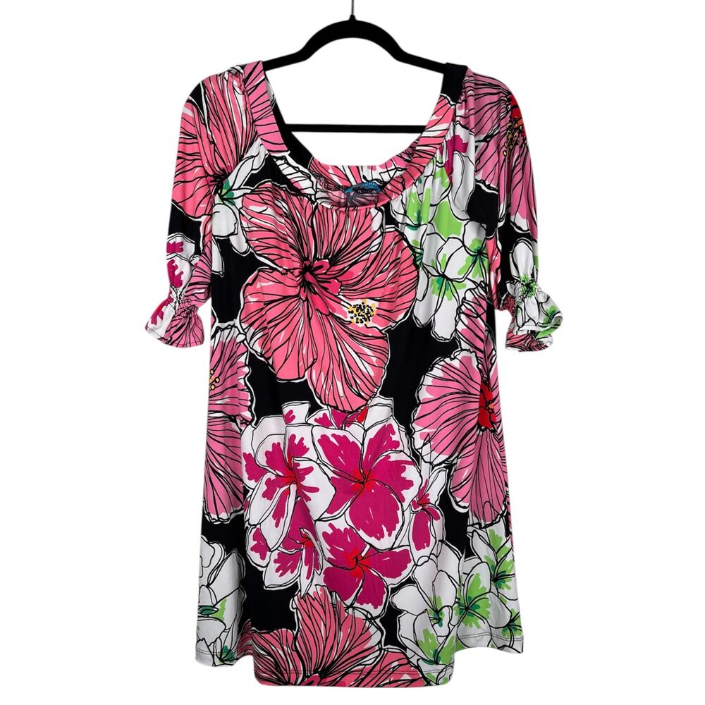Tori Richard Honolulu Pink Floral Tropical Resort Dress Size Small